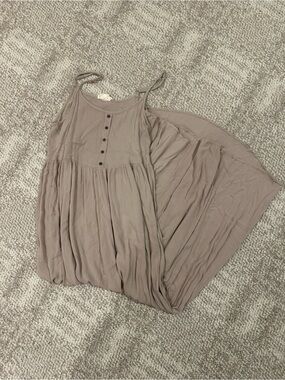Taupe Maxi Tank Dress with Button Front